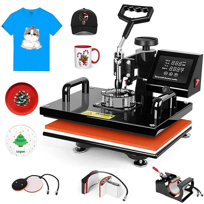 Digital 5 in 1 Swing Away T-shirt Hat Plate Mug Printing Heat Press Machine