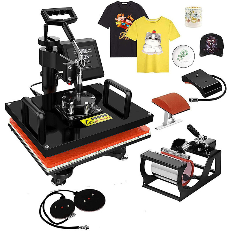 Digital 5 in 1 Swing Away T-shirt Hat Plate Mug Printing Heat Press Machine