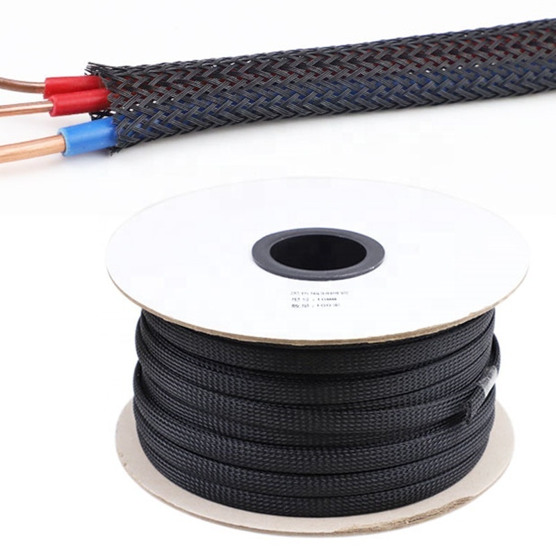 Heat resistant pc rubber auto wire lot sheathing pet expandable braided cable sleeve