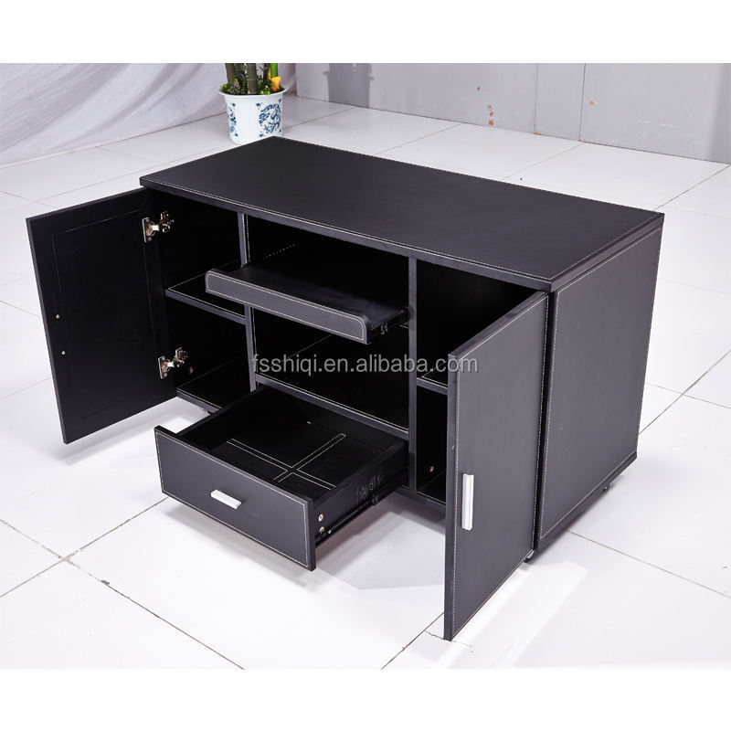 Modern office furniture PVC credenza with file drawers wooden cabinet