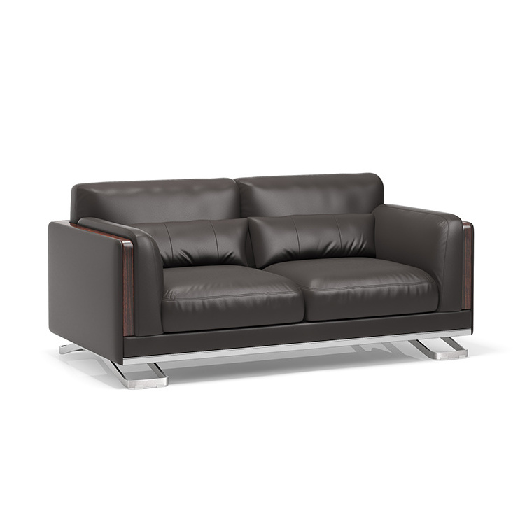 Commercial modern style genuine leather seat 2 seater office sofa