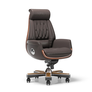 Premium quality genuine leather executive boss swivel leather chair