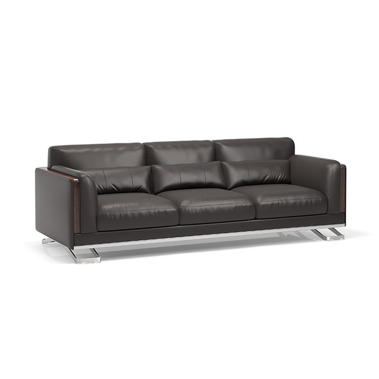 Commercial modern style genuine leather seat 2 seater office sofa