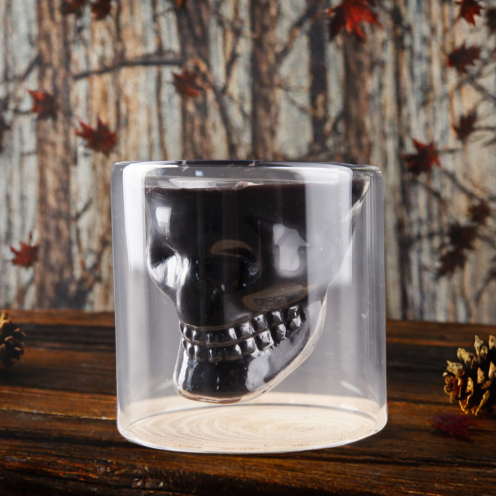 Custom Novelty Halloween Skulled Glass Candle Jar Halloween Pillar Scented Paraffin Wax Home Decoration