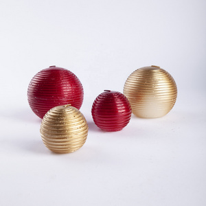 Unscented Red Gold Round Shaped Candle Ball Candles