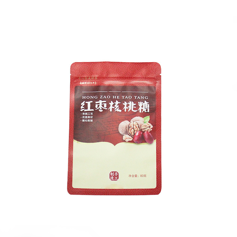 Custom Plastic Composite Stand up Mylar Pouches For Jujube Nut Walnut Cookie Candy Dry Food Packaging