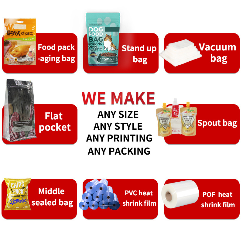 Custom Printed Food Grade Portable Rice Bag Plastic Composite Food Pouches Tote Rice Bag