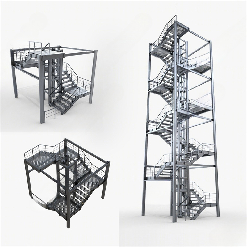 Outdoor metal stair galvanized  powder straight staircase design