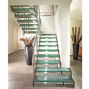 Stainless steel stairs indoor with beach treads wooden stair steps glass treads staircase design for Apartment