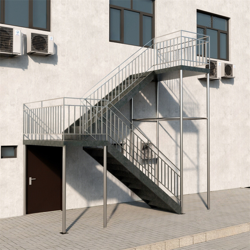 Outdoor metal stair galvanized  powder straight staircase design