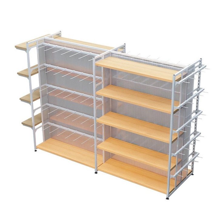 double side hanging 5 layers panel miniso supermarket store display rack metal racks for shops