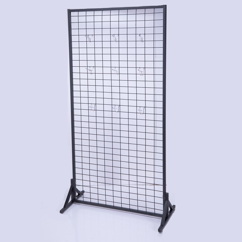 Metal erect multipurpose hanging boutique goods rack wire grid wall panel display rack