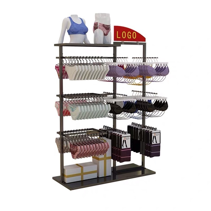 multipurpose hanging underwear display stand happy socks womans clothing cotton t-shirt wire mesh metal display rack