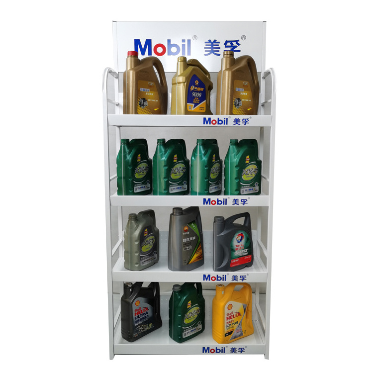 Factory custom metal engine oil display rack Engine Lubricating Motor Body Oil Bottle Display Rack Stand