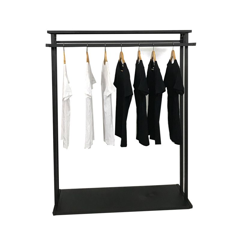 Hot Sale Custom Black DIsplay Rack Metal Cloth Retail Wall Mounted Clothing Racks Clothing Shops Display Stands