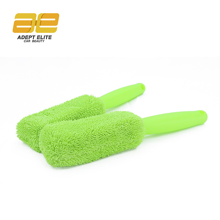 Long Handle Auto Detailing Cleaning Tire Washing Brush Microfiber Green Wheel Cleaner Washing Brush