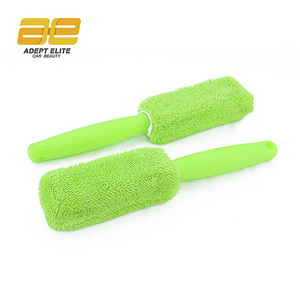 Long Handle Auto Detailing Cleaning Tire Washing Brush Microfiber Green Wheel Cleaner Washing Brush