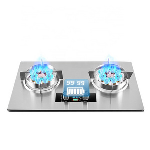 fire powerful built in gas cooker LPG gas cook tops stainless steel top 2 burner gas stove for kitchen