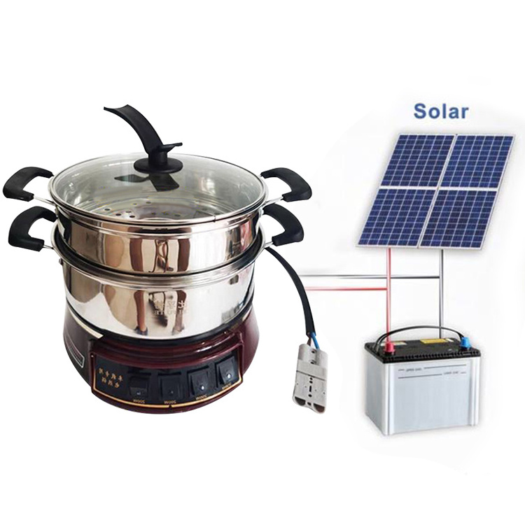 portable 24V  double boiler 304 stainless steel 800 Watt solar power battery powered solar steamer pot cooker