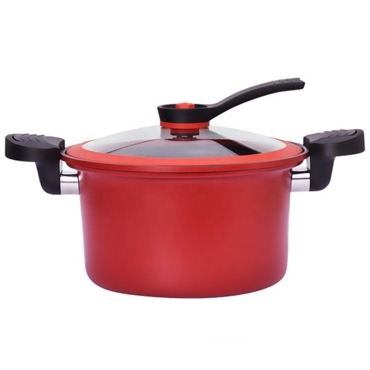 High quality glass lip  induction gas General  use Micro pressure stew pot cooker with handle  5L 304 stainless steel