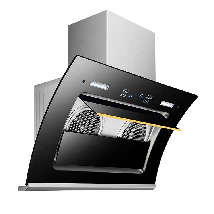 Super strong suction auto-clean chimney hood side range hood  double motors kitchen chimney