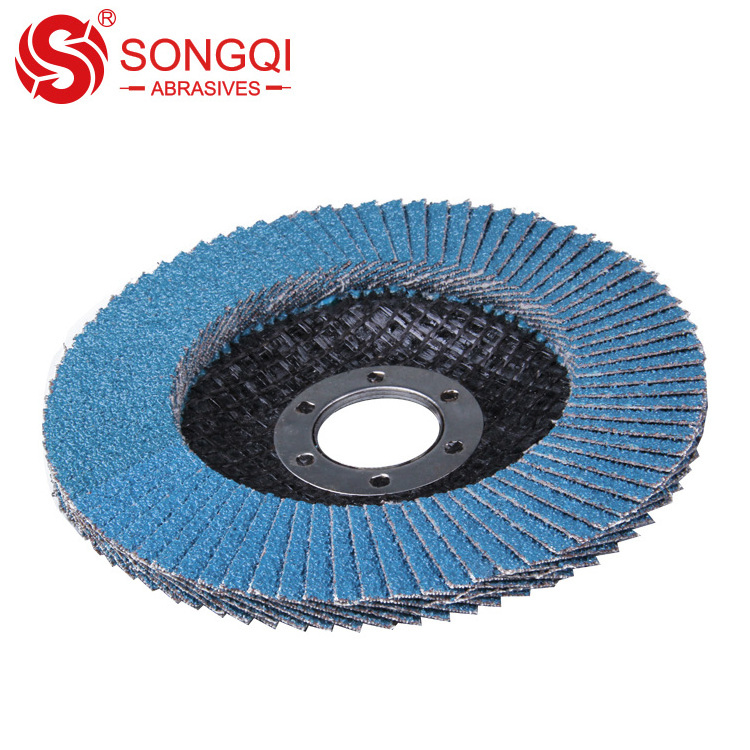 Abrasive Flap Disc Mesh Cover Flap Wheel Zirconium Polishing Stainless Steel 115*22mm Blended Cloth Blue / Brown Free Sample