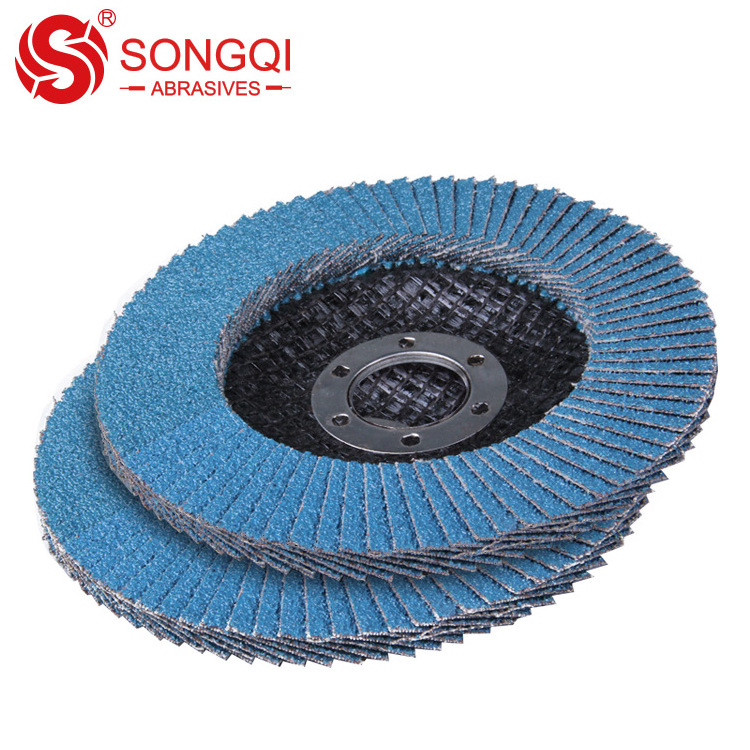 Abrasive Flap Disc Mesh Cover Flap Wheel Zirconium Polishing Stainless Steel 115*22mm Blended Cloth Blue / Brown Free Sample