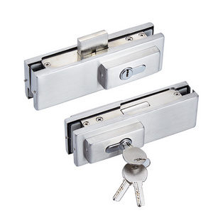 Frameless Glass Sliding Door Handle Stainless Steel Lock Clamp with Two Keys Hardware Hinge Fittings