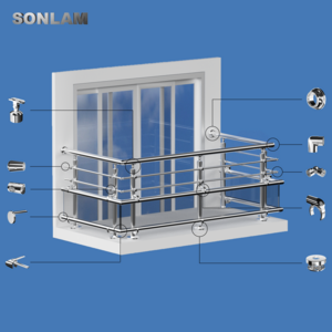 Outdoor Balcony Stainless Steel Glass Railing Design