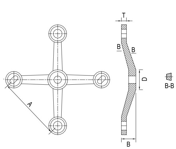 Four Ways Stainless Steel Glass Spider System Glass Spider Fittings Holder Glass Curtain Wall