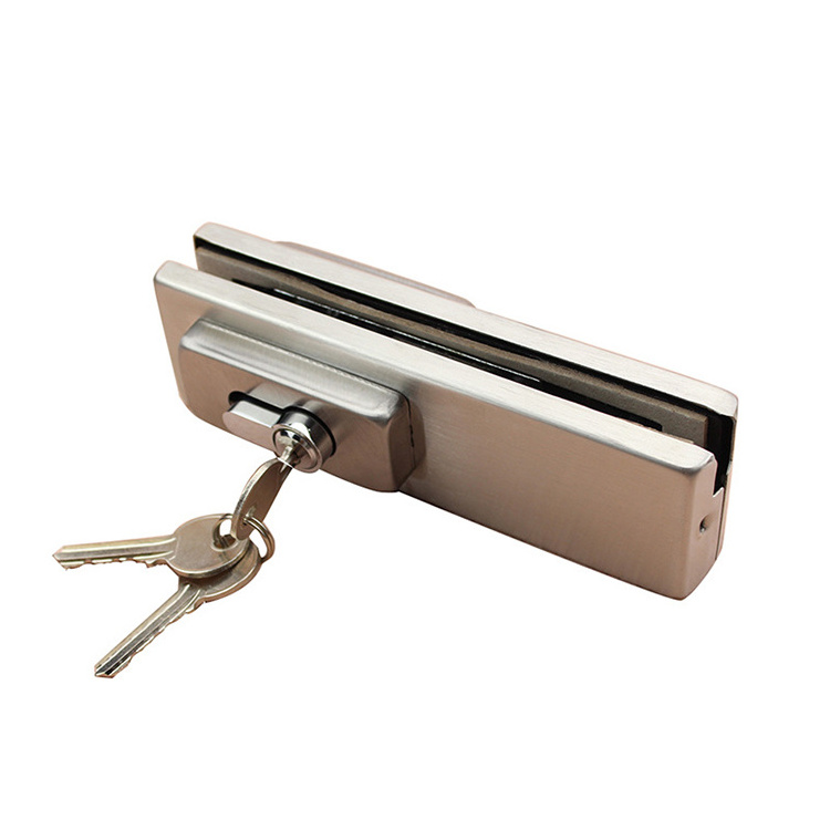 Frameless Glass Sliding Door Handle Stainless Steel Lock Clamp with Two Keys Hardware Hinge Fittings