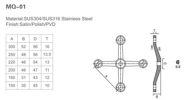 Four Ways Stainless Steel Glass Spider System Glass Spider Fittings Holder Glass Curtain Wall