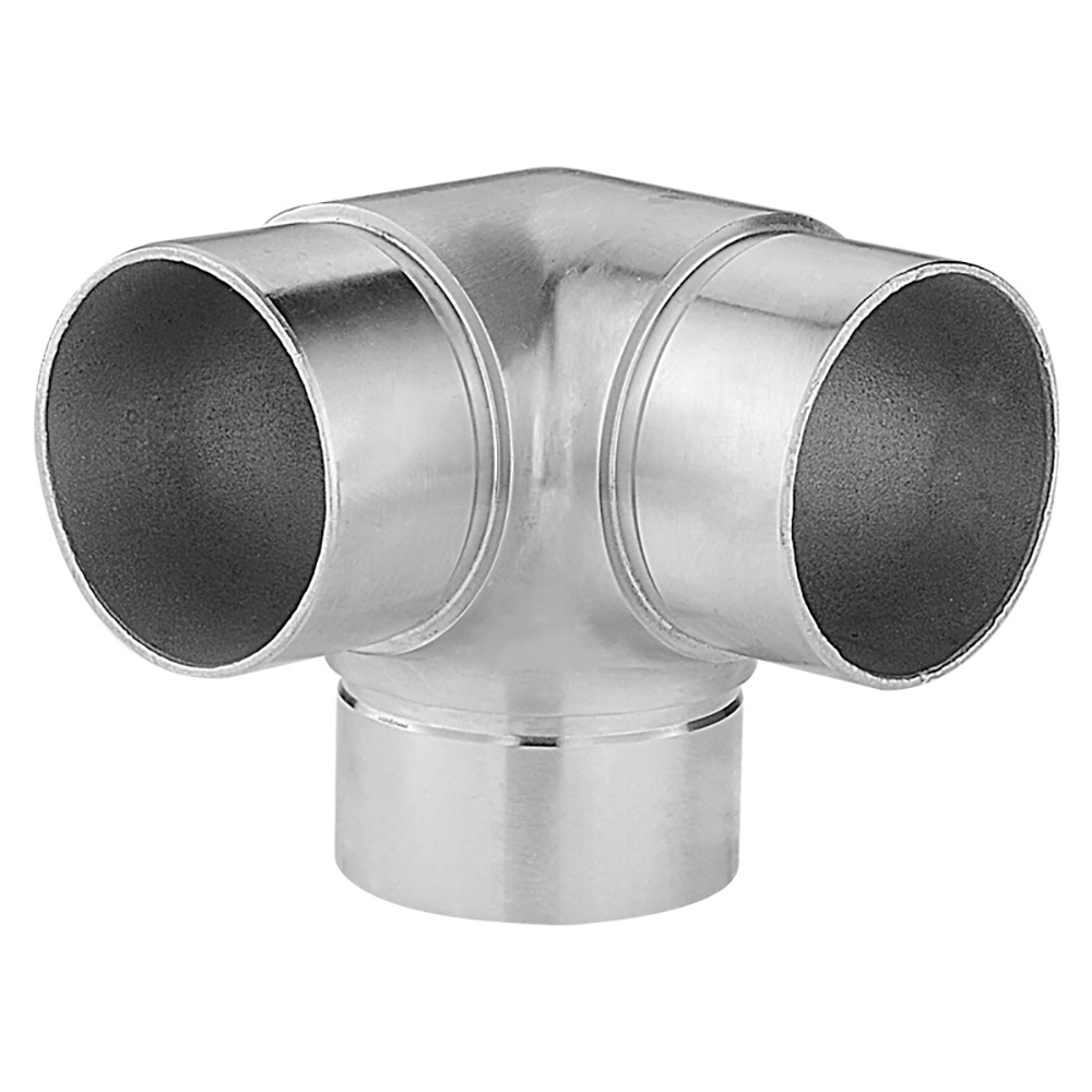 Stainless Steel Elbow 90 Degree Round Tube Connectors 3 Way Handrail Elbow Pipe Railing Fitting