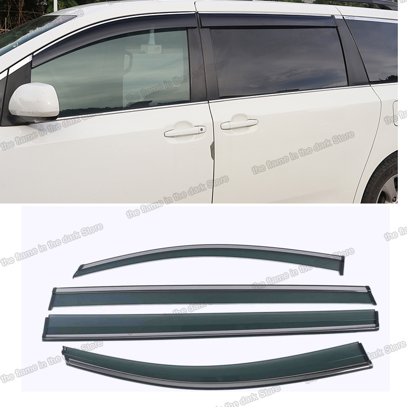 car window rain shiled door visor for toyota sienna 2011 2012 2013 2014 2015 2016 2017 2018 2019 XL30 decoration kit styling