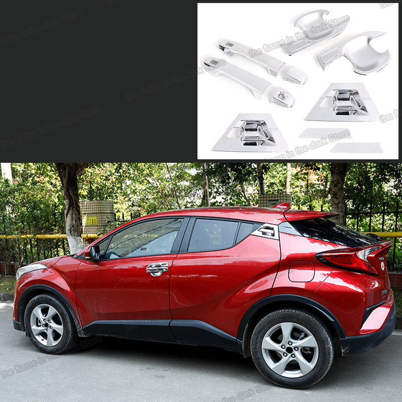 carbon fiber car door bowl handle trims cover for toyota 2017 2018 2019 2020 chr chrome styling c-hr accessories 2021 2022 2023