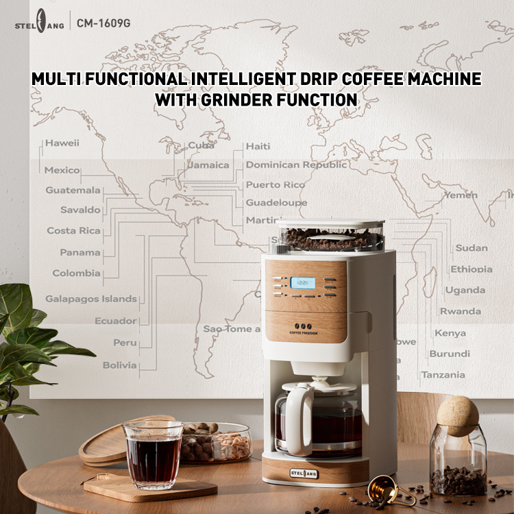 Smart Timer Automatic Coffee Machine Brewer Single Serve Screen Touch Drip Coffee Maker With Grind