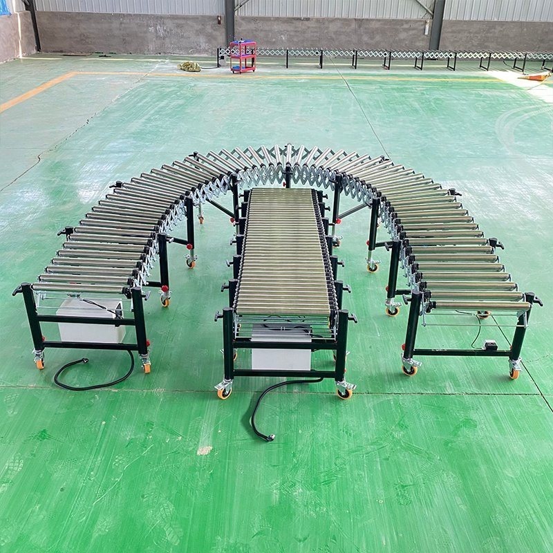 Power Roller Conveyor Electric Telescopic Roller Line Express Logistics Sorting Line Turning Flexible Conveyor Belt