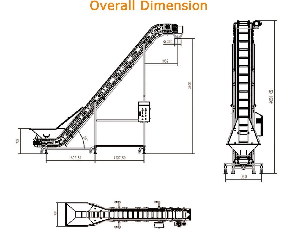 Stainless steel vegetable fruit inclined loading and unloading climbing skirt belt conveyor with hopper