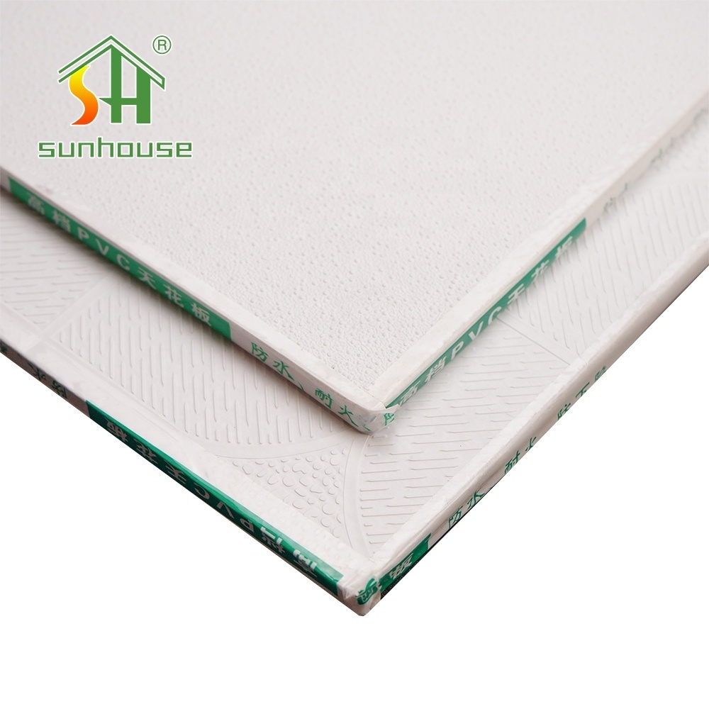 PVC Gypsum Ceiling Tiles 600mmx1200mm Aluminum Foil Back Veneer PVC Plasterboard Ceiling Panels