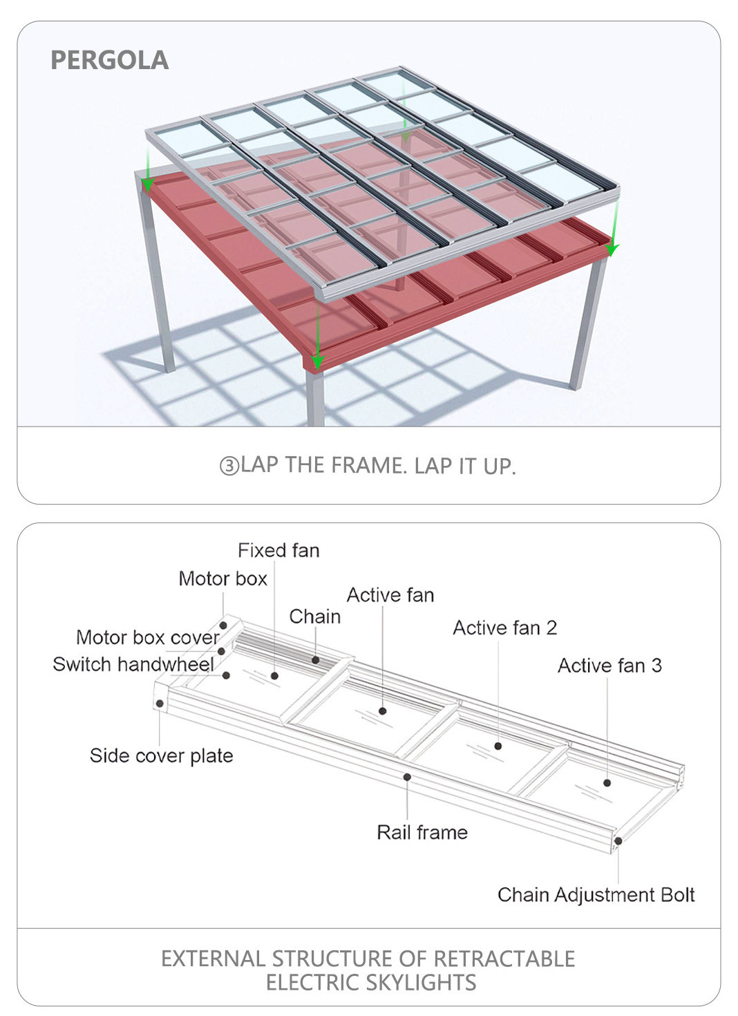 Aluminum Retractable Glass Pergola Roof Awning System Motorized Opening Adjustable Terrace Electrical Cover Outdoor Pergola Roof