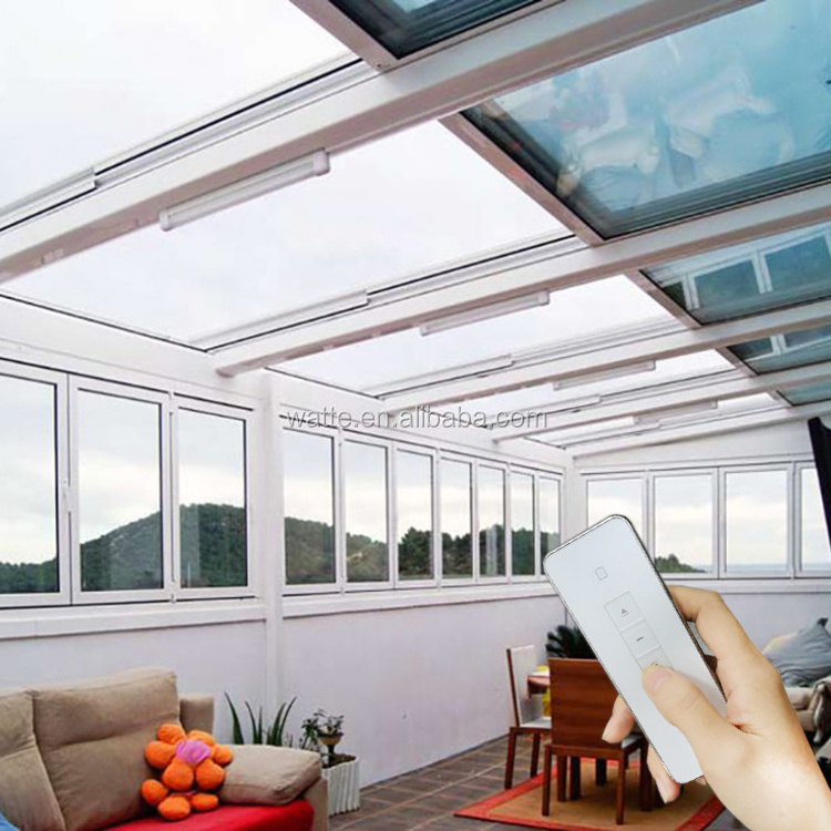 Gazebo Retractable Glass Sliding Roof System Automatic Retractable Large Skylight Roof Electric Building Sliding Roof