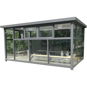 Foshan Manufacturer New Design Thermal Insoluted Portable Sunroom And Moden Glass Container Tiny Homes Houses