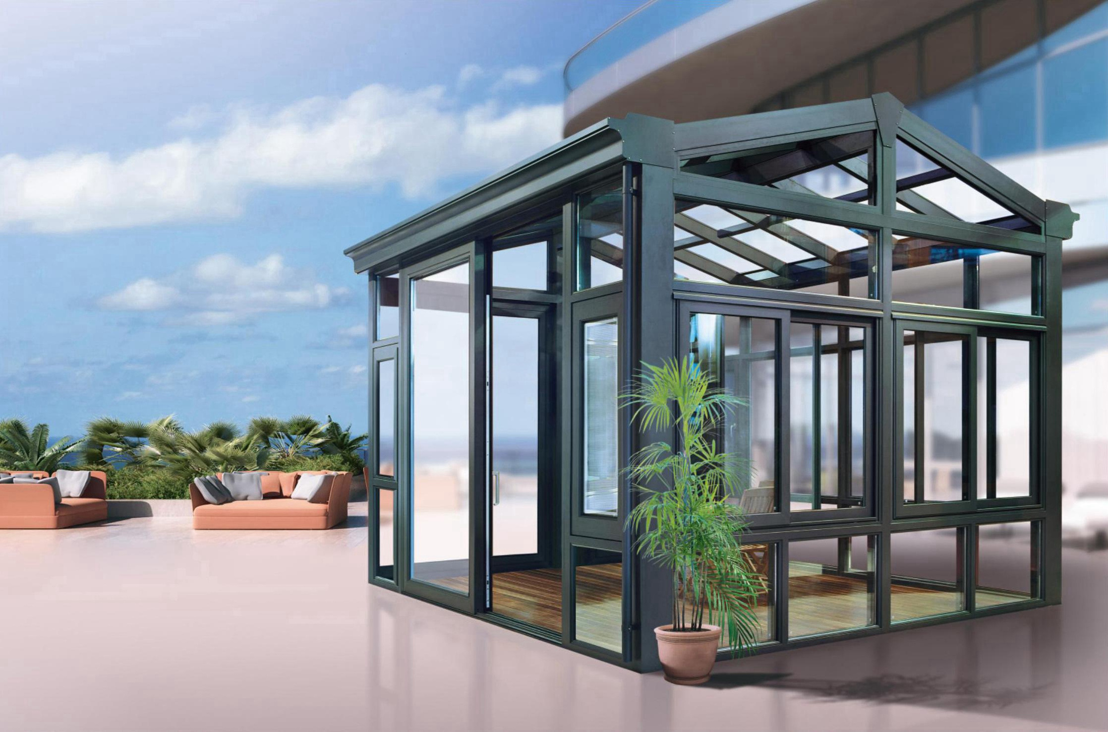 Outdoor Garden Sunroom Low-e Tempered Glass Sunlight Room The Small Tiny House Sunny Sunshine Glass Sunrooms For Villa