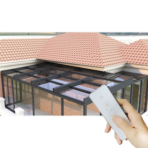 European Style Safety Laminated Glass Roof Aluminum Sun Room Aluminum Electric Door Canopy Awning