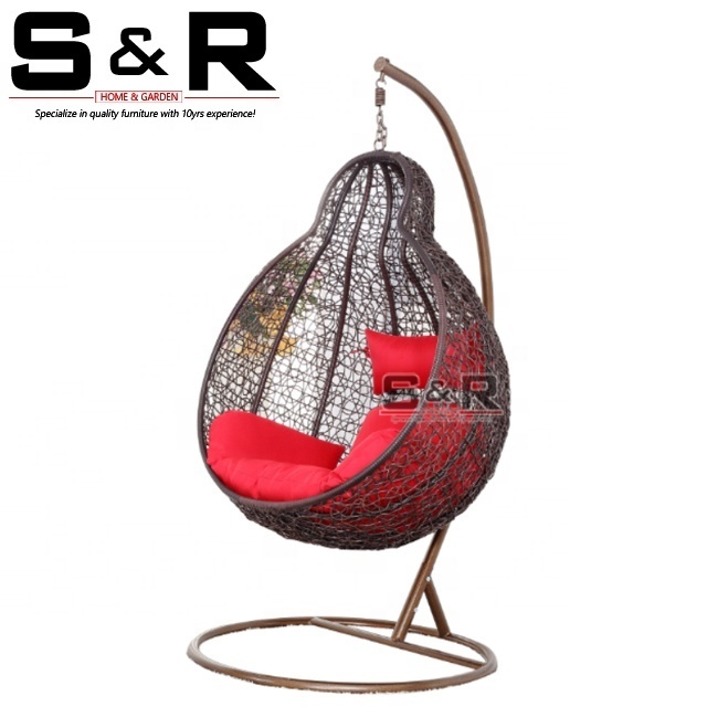 Outdoor Patio PE Rattan Swing hammock Chair Cheap Egg shaped home indoor swing chair with stand