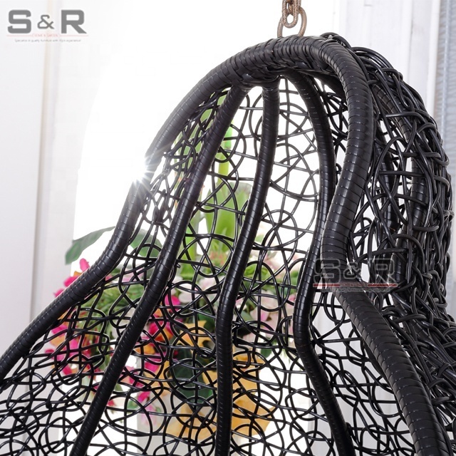 Outdoor Patio PE Rattan Swing hammock Chair Cheap Egg shaped home indoor swing chair with stand