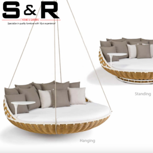 Outdoor Hanging Daybed garden Swing Bed Wicker Round Hanging rattan wicker beds SR-S608