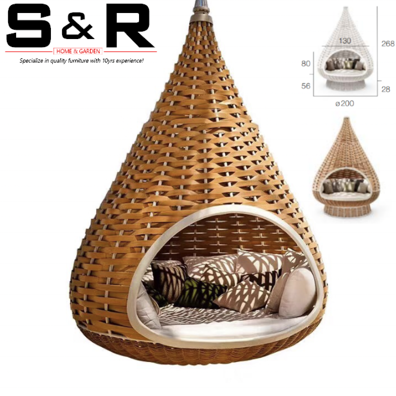 Factory Hanging Rattan Hammock Rattan Bird Nest Round Swing Chair Canopy Hammock Bed swing