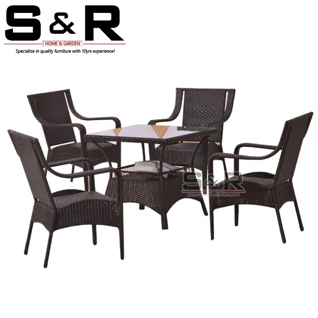 Unique design outdoor restaurant furniture wicker rattan dining set bench out door furniture dining table set