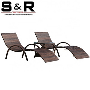 Rattan Loungers Aluminum Frame Chaise Lounge Patio Wicker sun bed outdoor